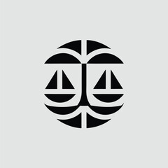 Poster - Abstract balanced design symbol representing justice and legal representation on white