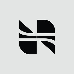 Poster - Abstract geometric logo design with black shapes and curved elements for branding