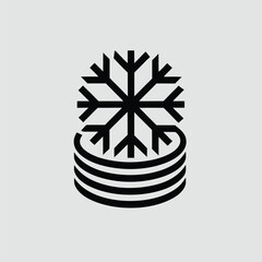 Poster - Abstract snowflake design winter icon with minimalist style and transparent background