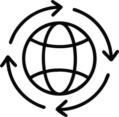 Poster - Black silhouette design of arrows circling a globe representing exchange