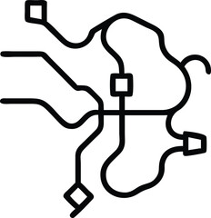 Poster - Black silhouette illustration of network wires and map concept with transparent background