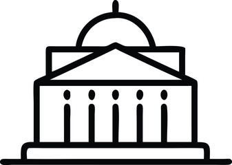 Poster - Black silhouette of a courthouse building icon with transparent background