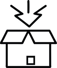 Poster - Black silhouette vector illustration of a box shape with inward pointing arrows design