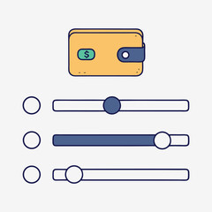 Poster - Conceptual illustration of financial controls and dollar sign within a simple wallet icon