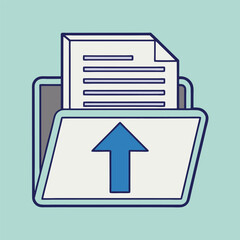 Fototapete - Digital file upload process illustrated with upload arrow and document in folder