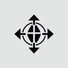 Poster - Directional navigation symbol featuring arrows pointing north south east and west