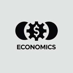 Poster - Economic icon featuring gear and dollar sign with text on transparent background