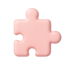 Poster - Single Puzzle Piece: A solitary, pastel-pink puzzle piece, standing as a symbol of connectivity and unity. Showcasing elegance in simplicity