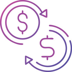 Poster - Financial transactions illustrated with dollar symbols and circular arrows transparency.