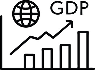 Poster - Gdp bar chart silhouette with globe symbol for economic data visualization