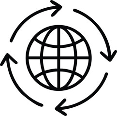 Poster - Global globe with arrows conceptual silhouette design on a transparent background