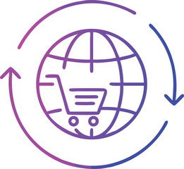Poster - Global online shopping concept with cart and arrows illustrating international trade