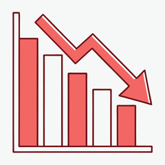 Poster - graph showing decline depicting financial loss and economic recession in simple graphic