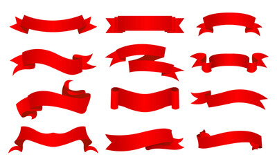Poster - Red ribbon banners set. Vector illustration for advertising luxury style. vector