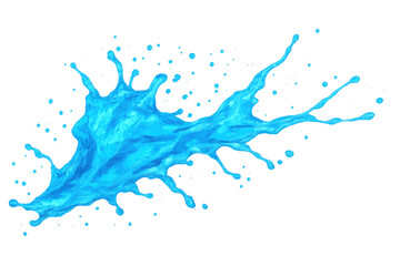 Poster - Blue water splashing, forming dynamic fluid shape, bringing energetic visual impact with transparent background and vibrant azure color
