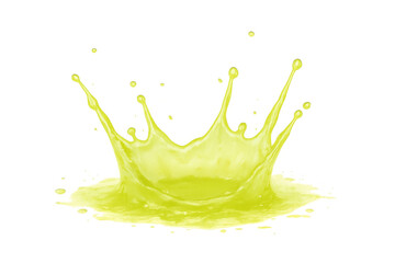 Poster - Yellow liquid creating dynamic crown-shaped splash, highlighting liquid movement and vibrant energy against transparent surface