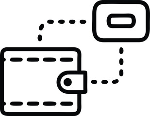 Poster - Silhouette interface design with sliders and wallet graphic representing digital finances
