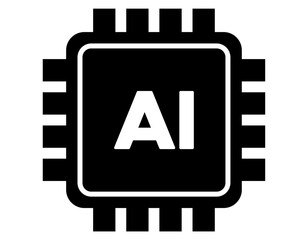 Fototapete - ai chip processor isolated on white vector icon for any design