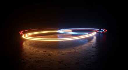 Poster - A glowing circle of light is on a dark background