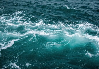 Poster - Rolling ocean waves creating white foam patterns on the water surface