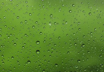 Poster - Close up of raindrops on a window with a green blurred background