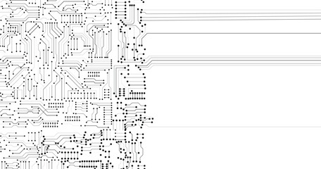 Poster - abstract futuristic circuit board illustration, circuit board with various technology elements.