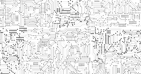 Poster - seamless digital technology circuit on white background.
