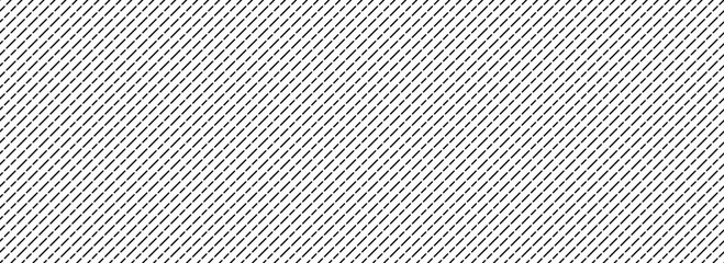 Poster - Seamless diagonal dash line pattern. Repeated slash dashed lines background. Black and white angled linear wallpaper. Abstract tilted slanted stripes backdrop. Repeating oblique strip texture. Vector