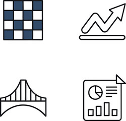 business strategy icon set. growth analysis, revenue planning, goal achievement, scalable model visu