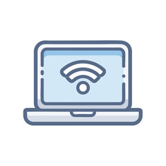 Poster - A laptop screen shows a blue WiFi icon