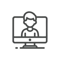 Poster - A persons upper body on a computer monitor
