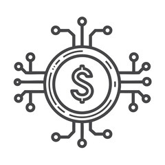 Poster - Dollar sign in coin with circuit board extensions