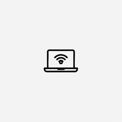 Poster - Laptop with a wifi symbol displayed on screen