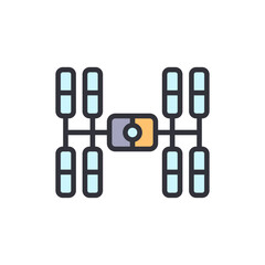 Poster - Illustration Of A Complex Space Station Design With Solar Panels