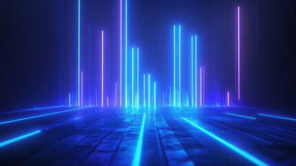 Poster - Abstract futuristic neon lights background with blue and purple glowing lines
