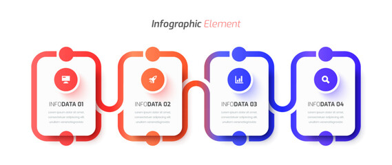 Fototapete - Vector Infographic Business with Abstract Design, Icon and 4 Options for Presentation