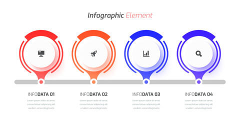 Fototapete - Business Timeline Infographic Presentation with Circle Label, 4 Option and Icon, Can be Used for Presentation