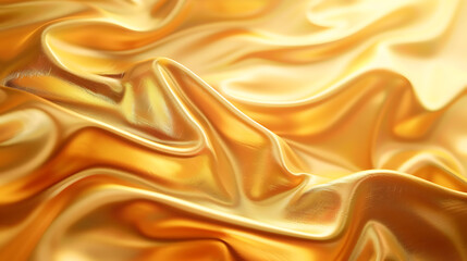 Poster - A luxurious golden silk fabric with smooth, shiny waves creates an abstract and elegant background, perfect for adding a touch of glamour and sophistication to any design
