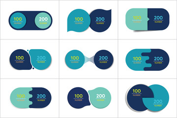 Fototapete - Two elements banner. 2 steps design, chart, infographic, step by step number option, layout.