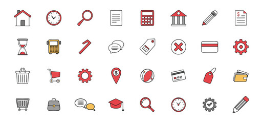Poster - Collection of colorful icons representing various concepts for business and web design purposes.