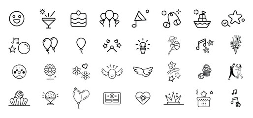 Poster - Collection of hand drawn festive icons for celebrations birthdays special events and creative design