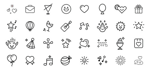 Fototapete - Collection of modern black and white line art icons illustrating various concepts and emblems design elements