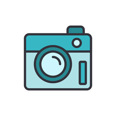 Poster - Stylized Teal Camera With Soft Edges For Photography Enthusiasts