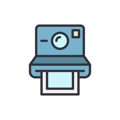 Poster - Instant Camera With A Photo Emerging In Light Blue Tones