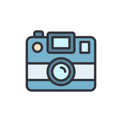 Poster - Stylized Icon Of A Vintage Camera In Cyan And Cream Tones