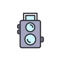 Poster - Vintage Twin Lens Reflex Camera Icon With Transparent Background