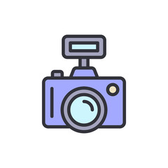 Poster - Stylized Camera Icon In Lilac And Light Blue For Photography