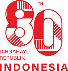 Aufkleber - Independence day of indonesia 80th logo concept