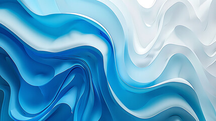 Poster - Abstract blue and white waves create a dynamic and fluid background, perfect for modern designs and artistic expressions