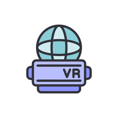 Poster - Immersive Virtual Reality Headset With Abstract Global Connection Design
